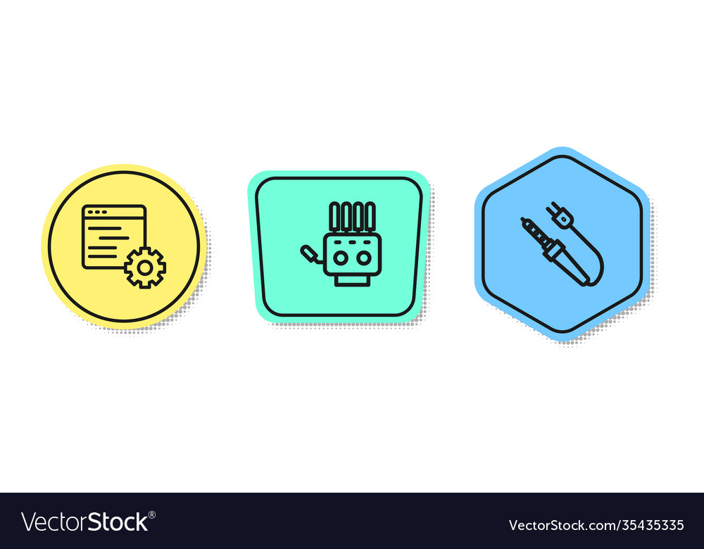 Set line computer api interface mechanical robot vector image Set line computer api interface mechanical robot
