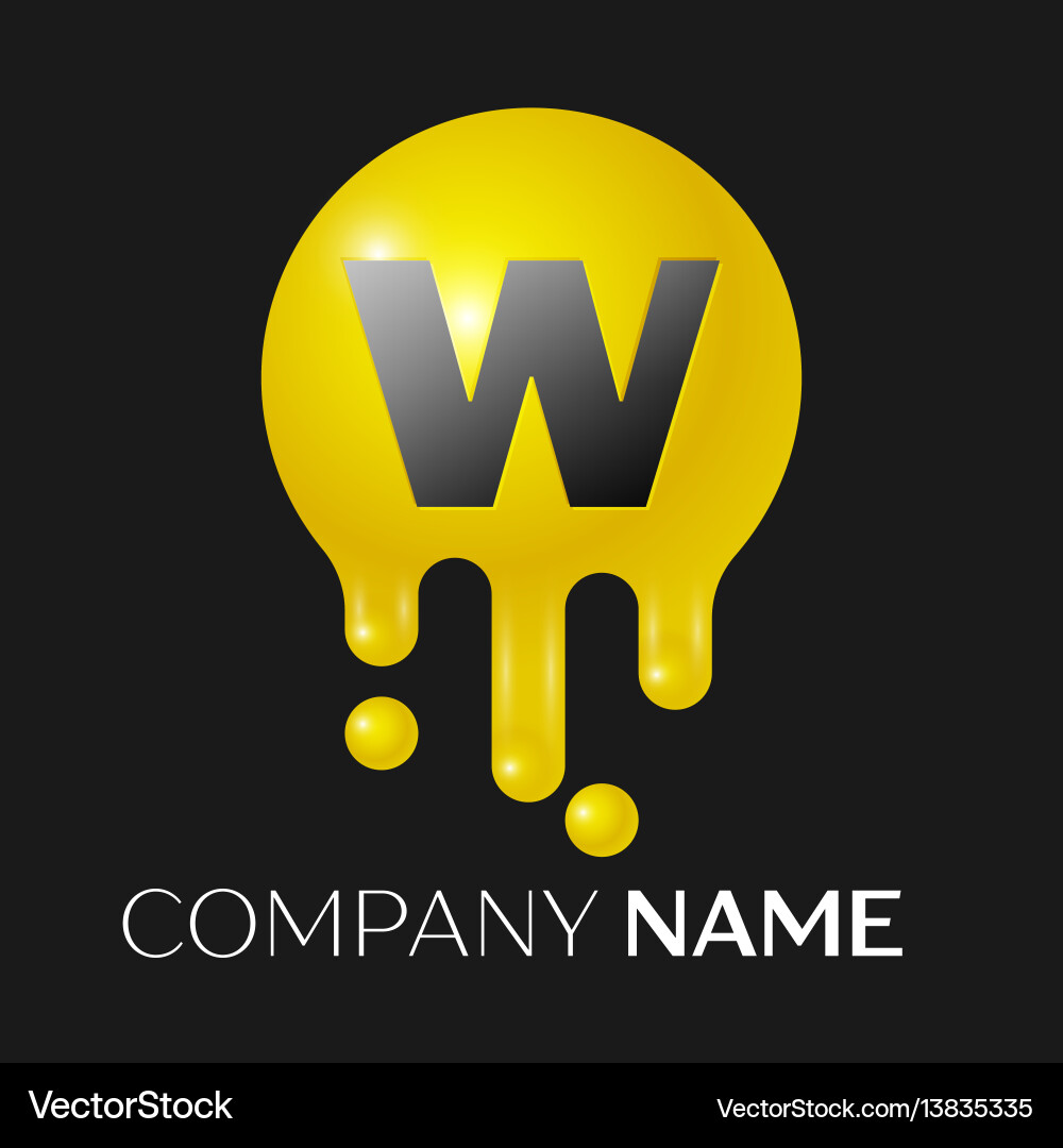 W letter splash logo yellow dots and bubbles Vector Image