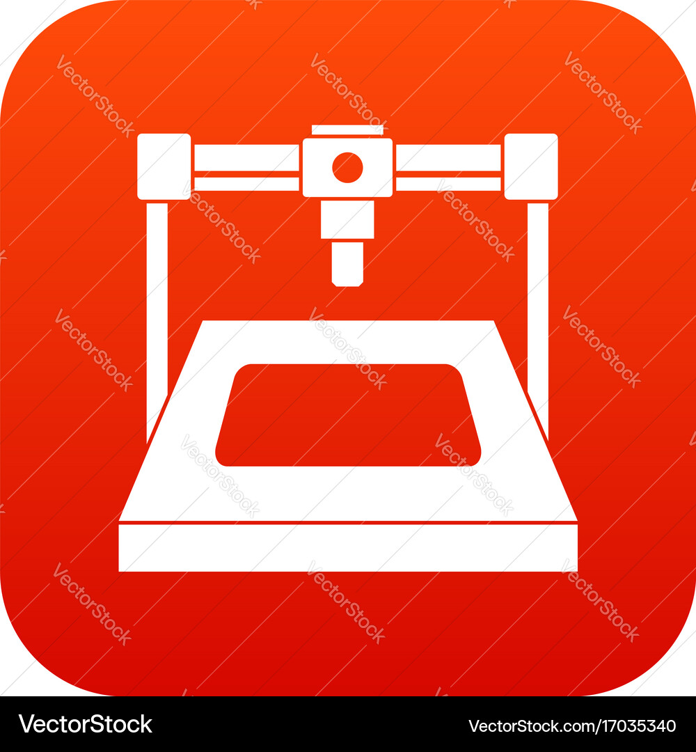 3d printer icon digital red Royalty Free Vector Image