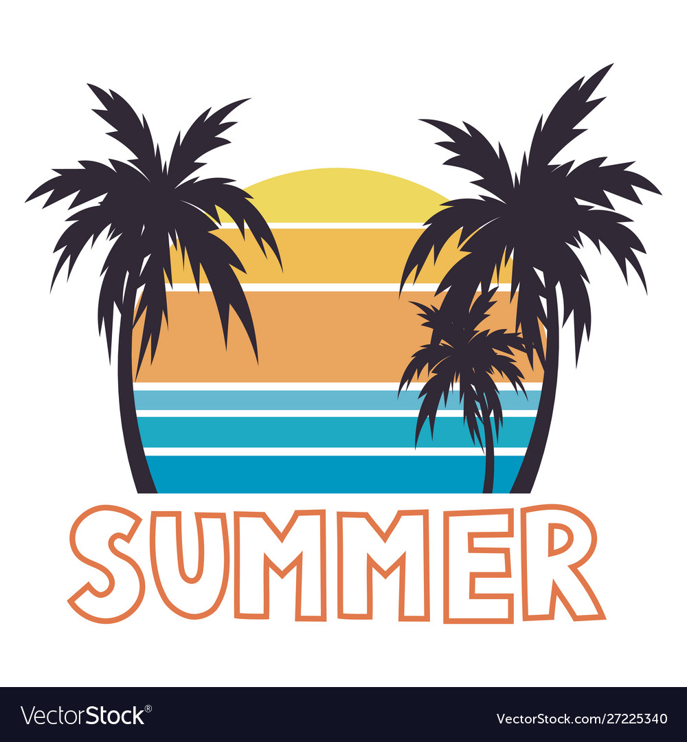 Beach with palm trees for a print on a tee vector image Beach with palm trees for a print on a tee