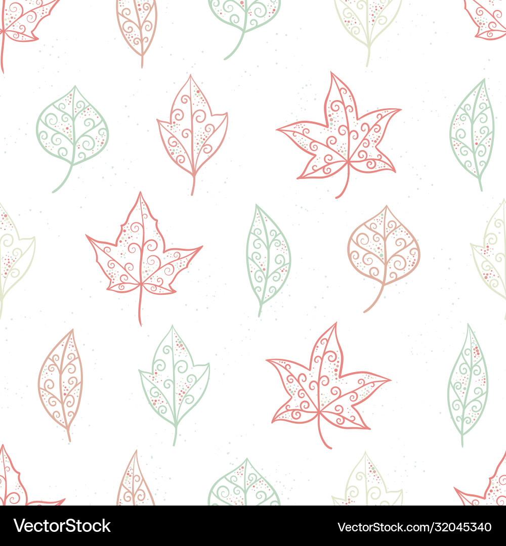Beautiful hand drawn leaves seamless pattern Vector Image
