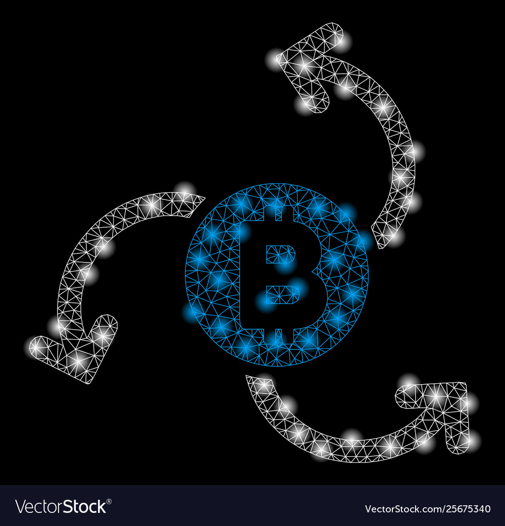 Bright mesh carcass bitcoin source swirl vector image Bright mesh carcass bitcoin source swirl