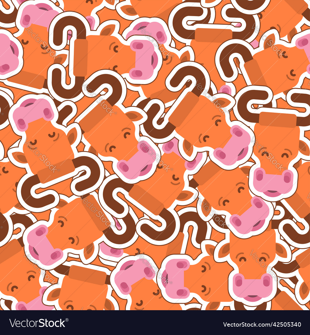 Cow head pattern seamless farm animal face vector image Cow head pattern seamless farm animal face