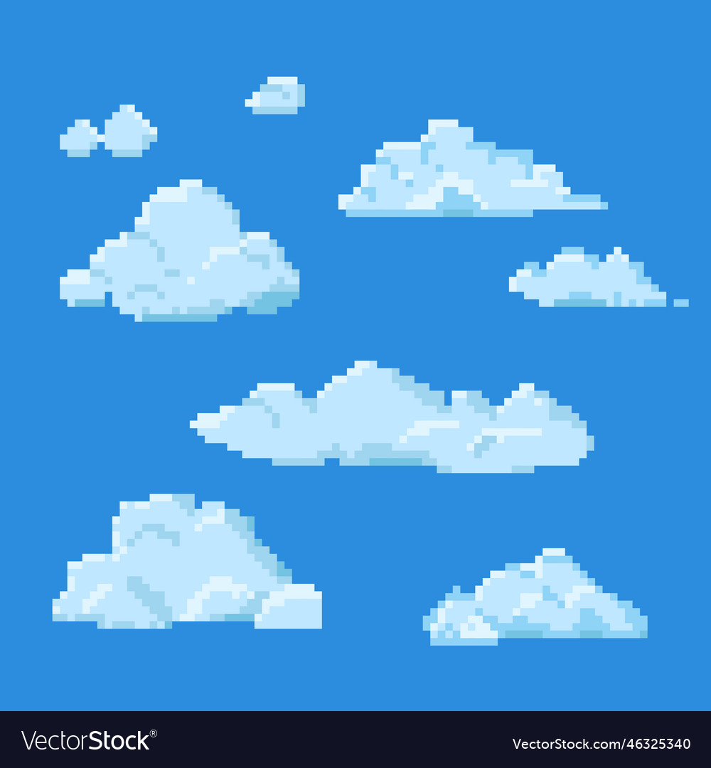 Flat design pixel art cloud Royalty Free Vector Image