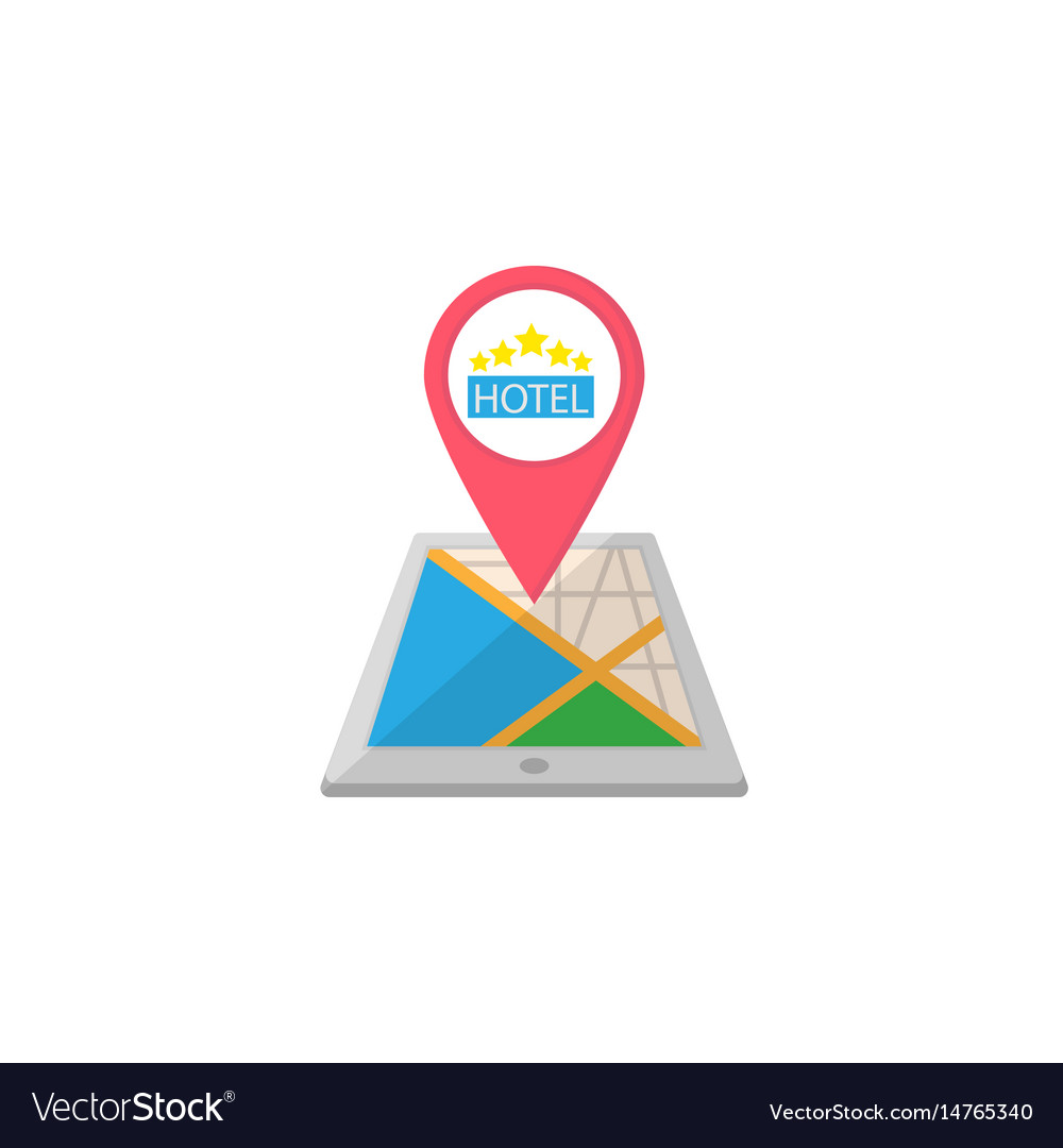 Hotel map pointer flat icon mobile gps Royalty Free Vector