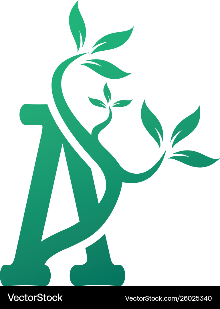 Leaf initial a logo template Royalty Free Vector Image