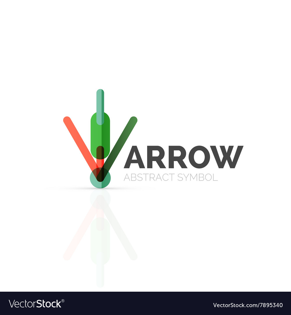 Linear arrow abstract logo connected multicolored vector image Linear arrow abstract logo connected multicolored