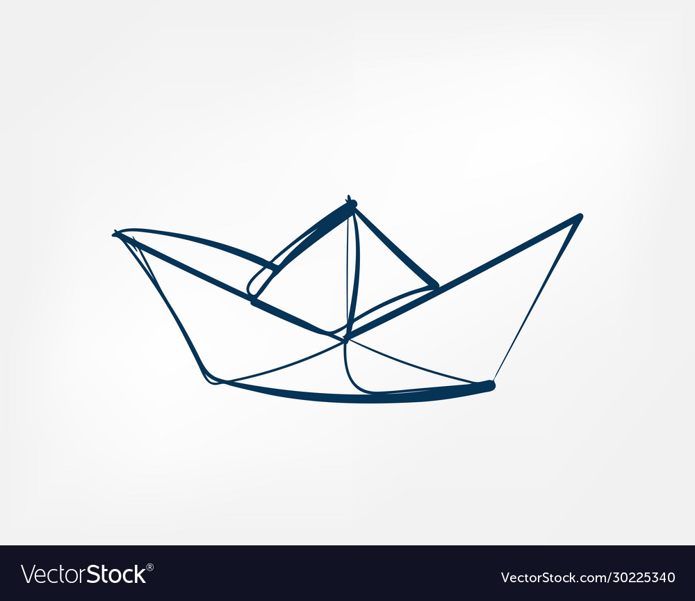 Paper ship one line isolated design element