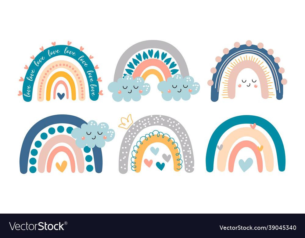 Pastel rainbow set Royalty Free Vector Image - VectorStock