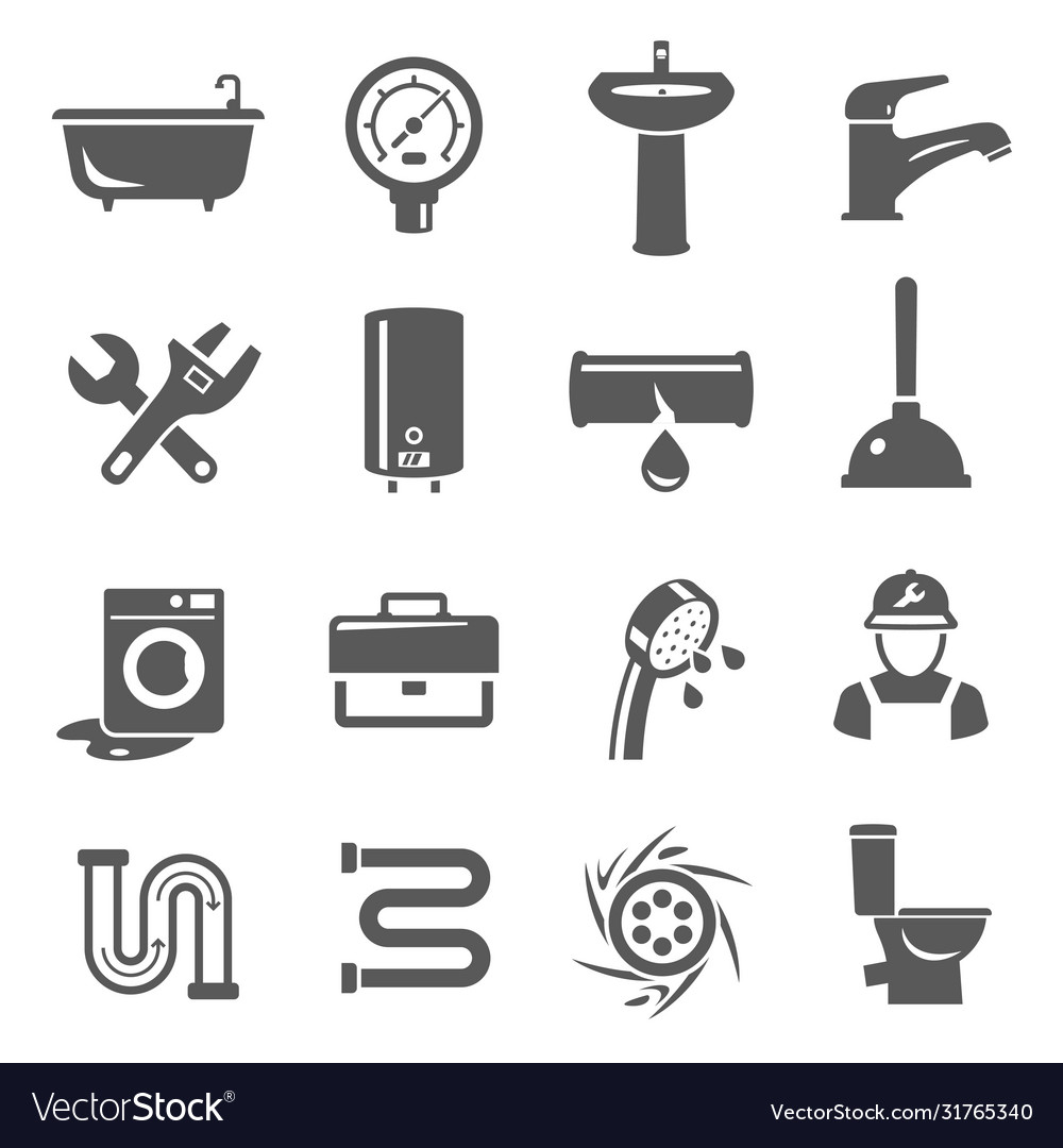 Plumbing icon set service and professional Vector Image