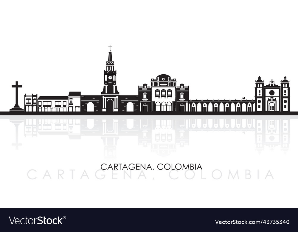 Silhouette skyline panorama of cartagena colombia