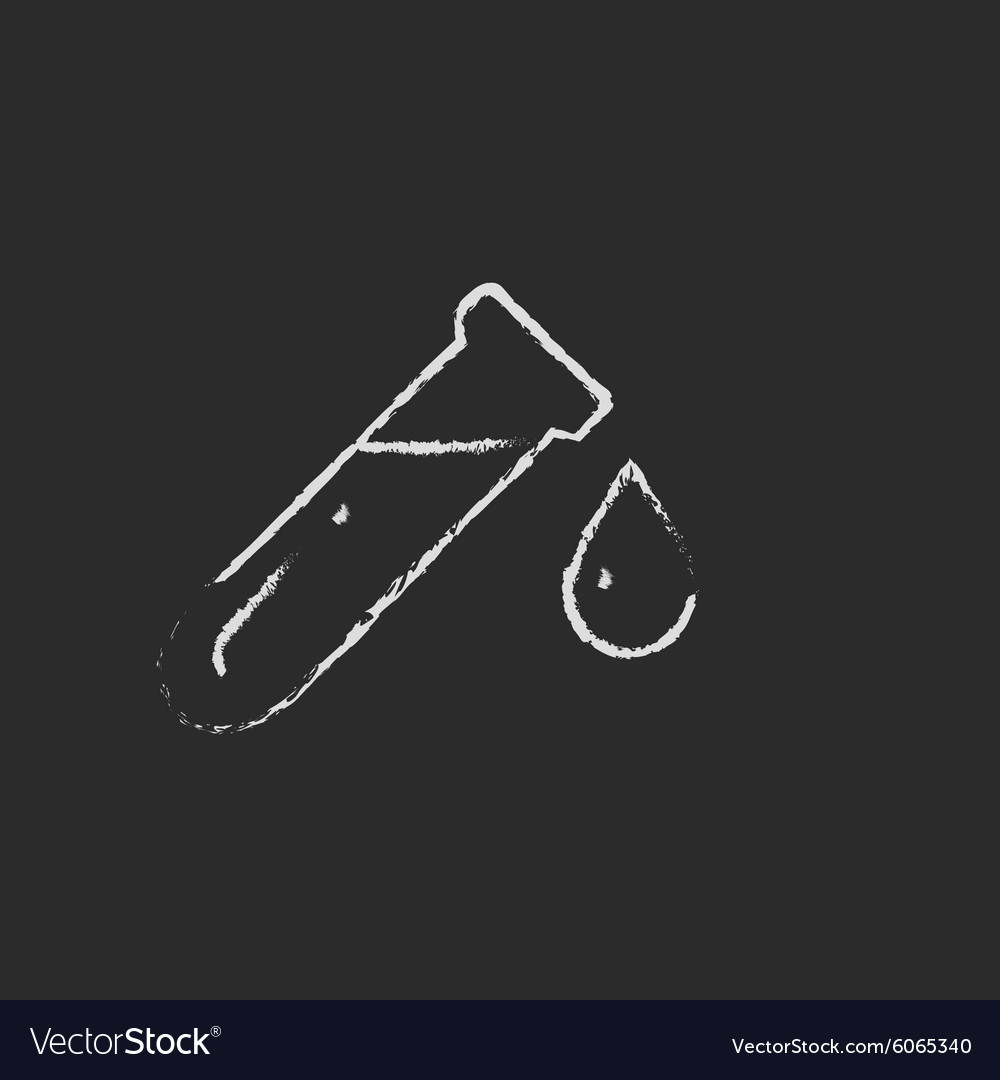 Testrohr mit Tropfensymbol in Kreide gezogen