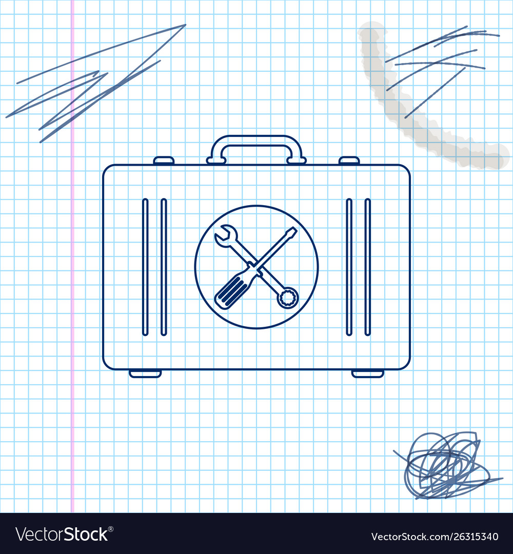 Toolbox line sketch icon isolated on white