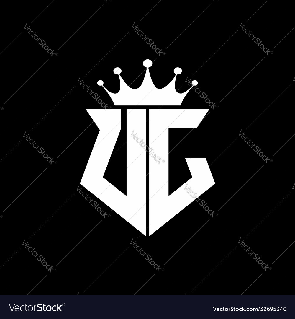 Uj logo monogram shield shape with crown design Vector Image