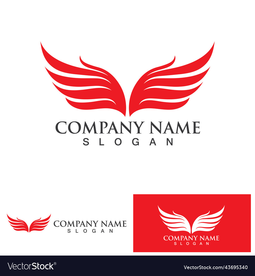 Wing red bird logo template