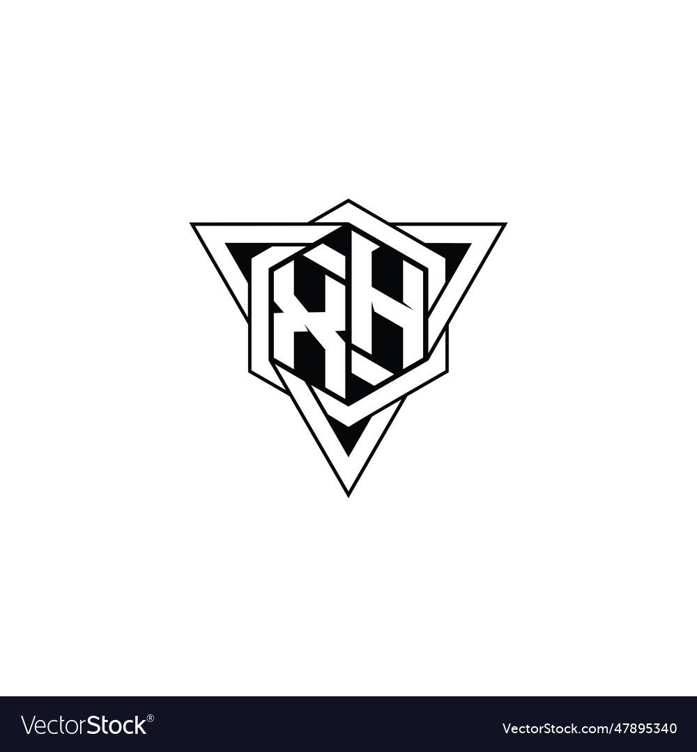 Xh letter logo monogram hexagon shape Royalty Free Vector