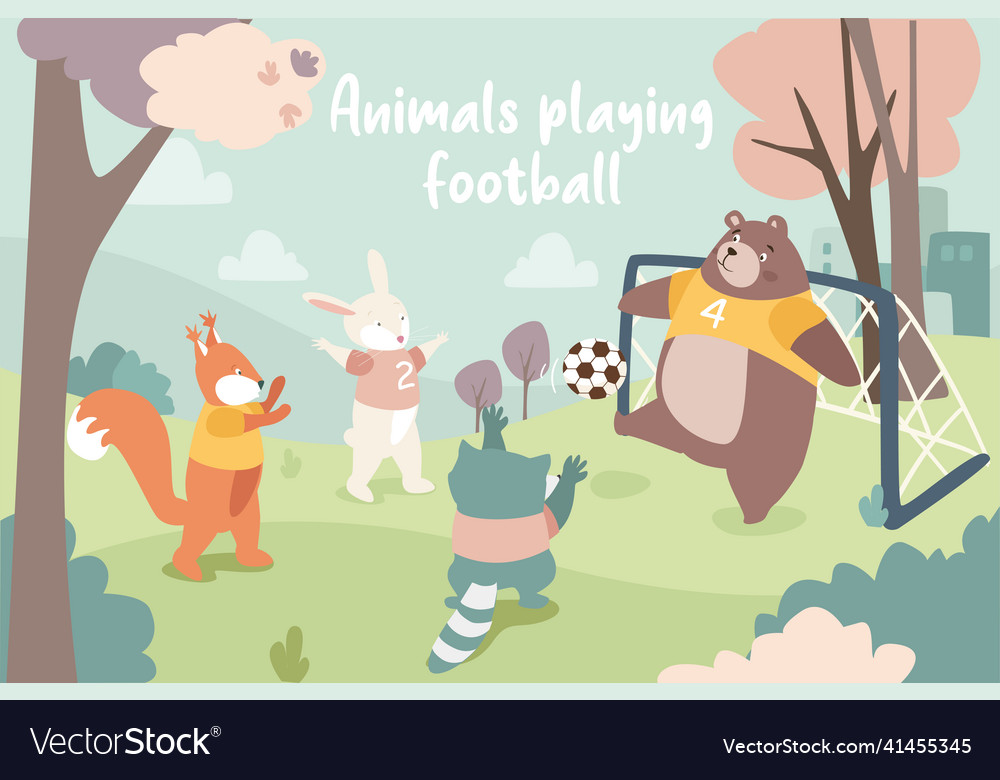 Animals playing football concept background Vector Image Animals playing football concept background Vector Image