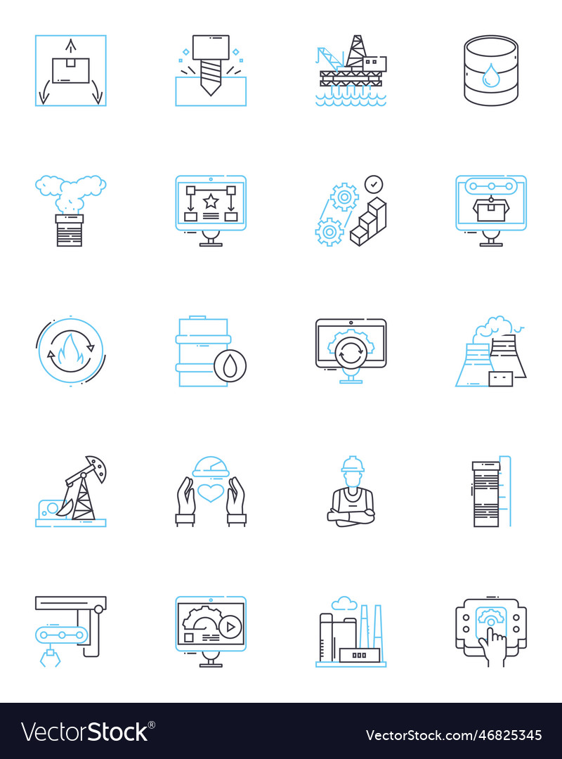 Automated industry linear icons set robotics vector image Automated industry linear icons set robotics