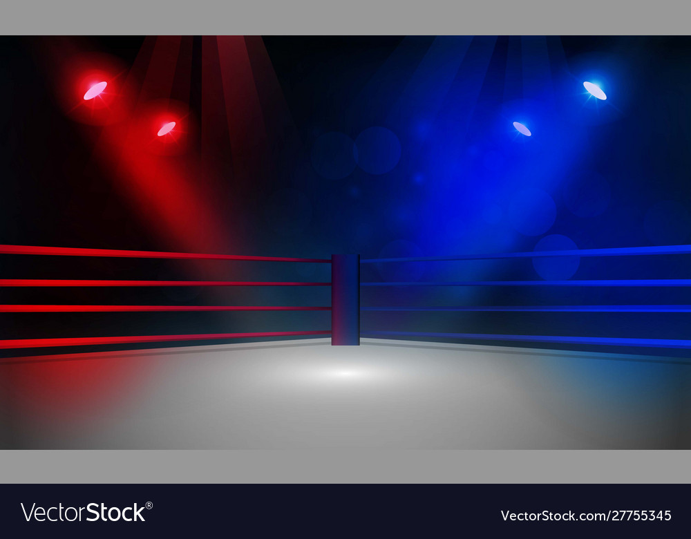 Boxing ring arena and spotlight floodlights Vector Image