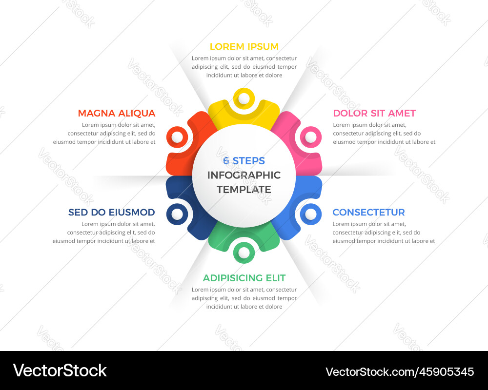 Circle diagram with six elements Royalty Free Vector Image