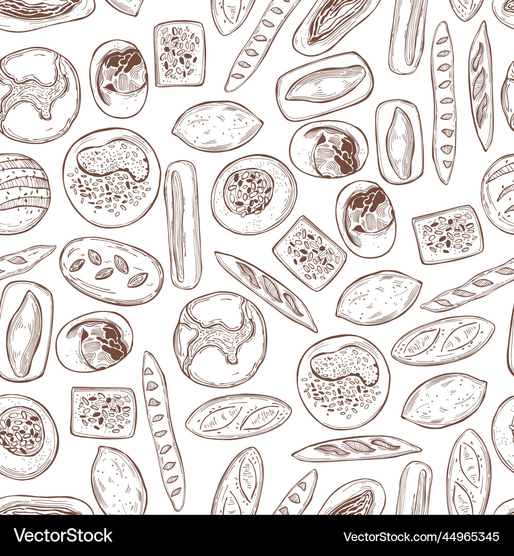 Hand-drawn bread pattern Royalty Free Vector Image
