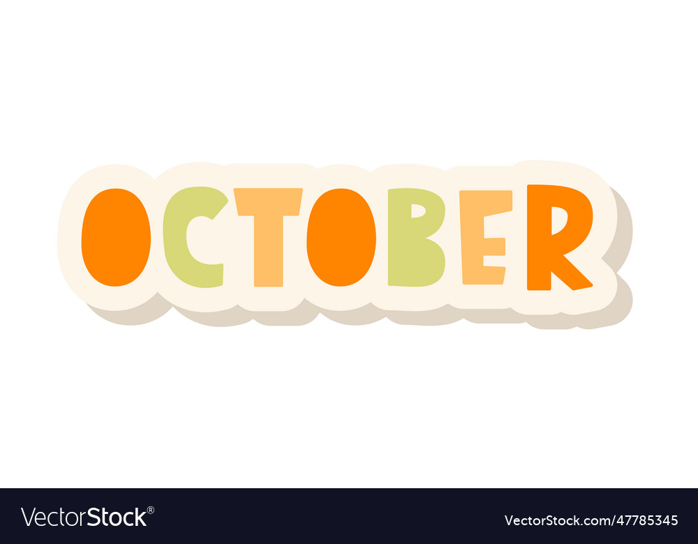 October lettering word month planner sticker