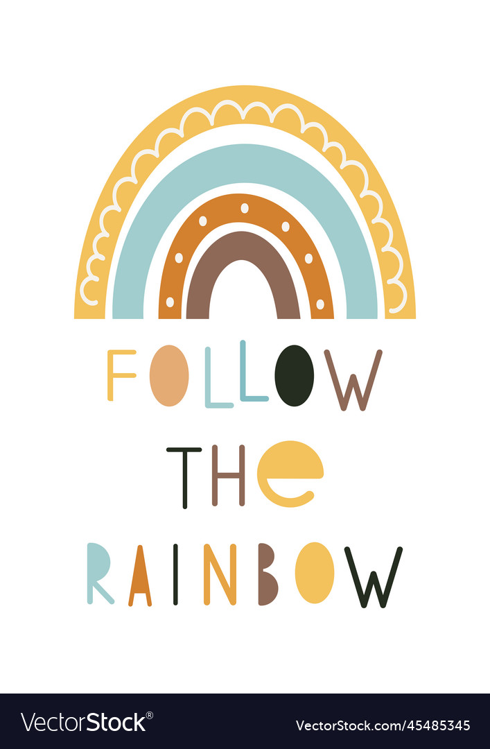 Poster follow the rainbow magic way Royalty Free Vector