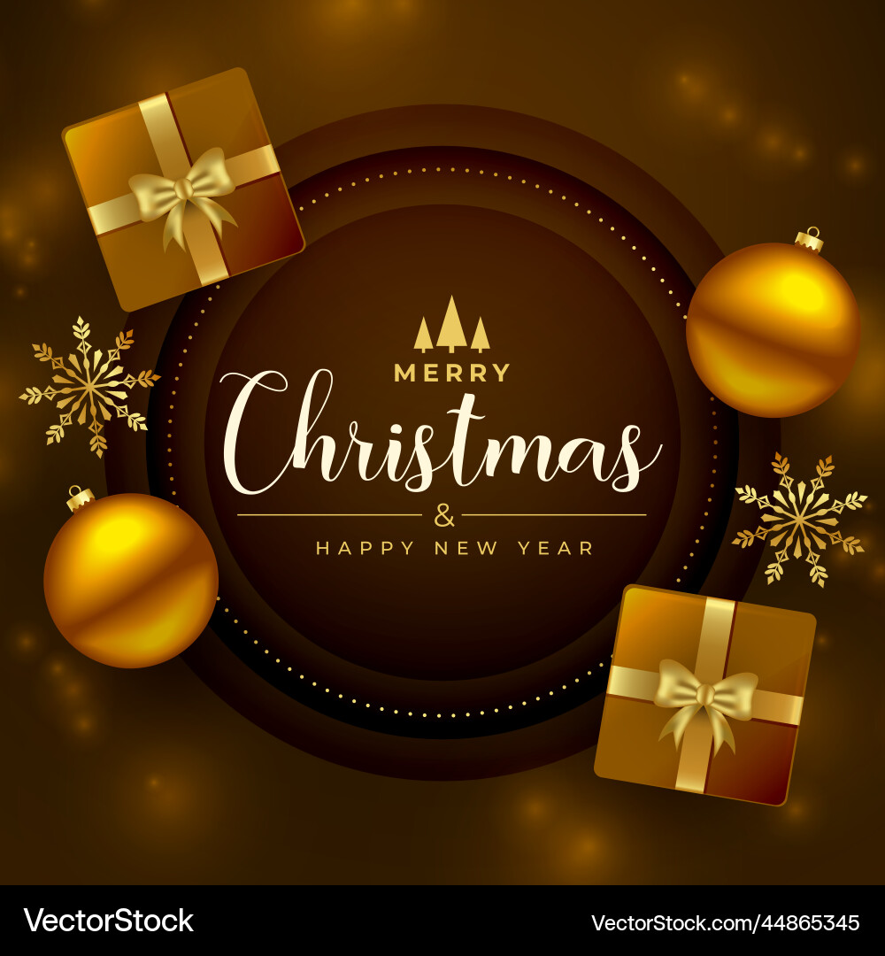 Realistic merry christmas brown background Vector Image