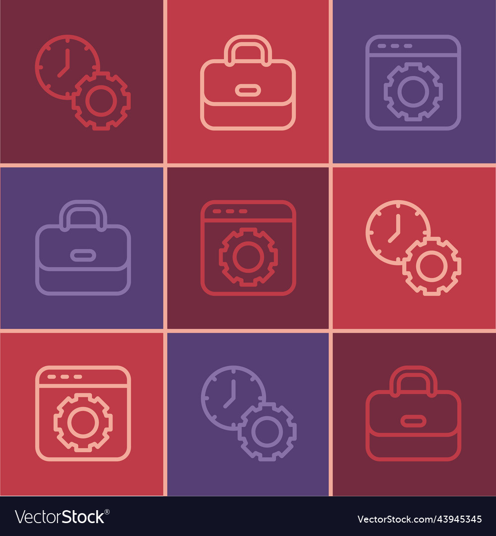 Set line time management browser setting vector image Set line time management browser setting
