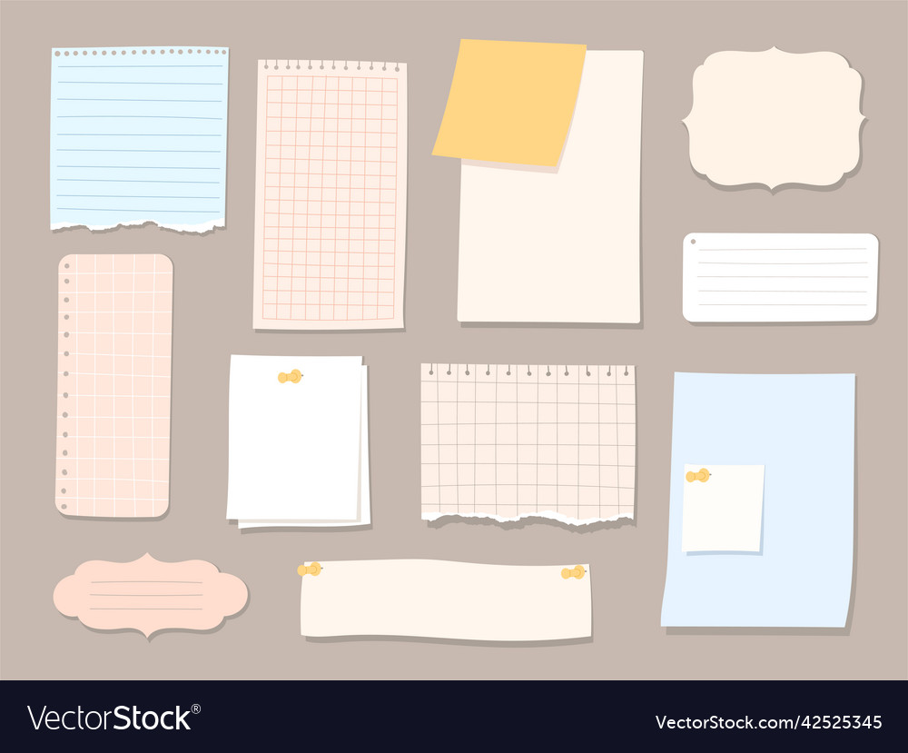 Set of different note papers Royalty Free Vector Image