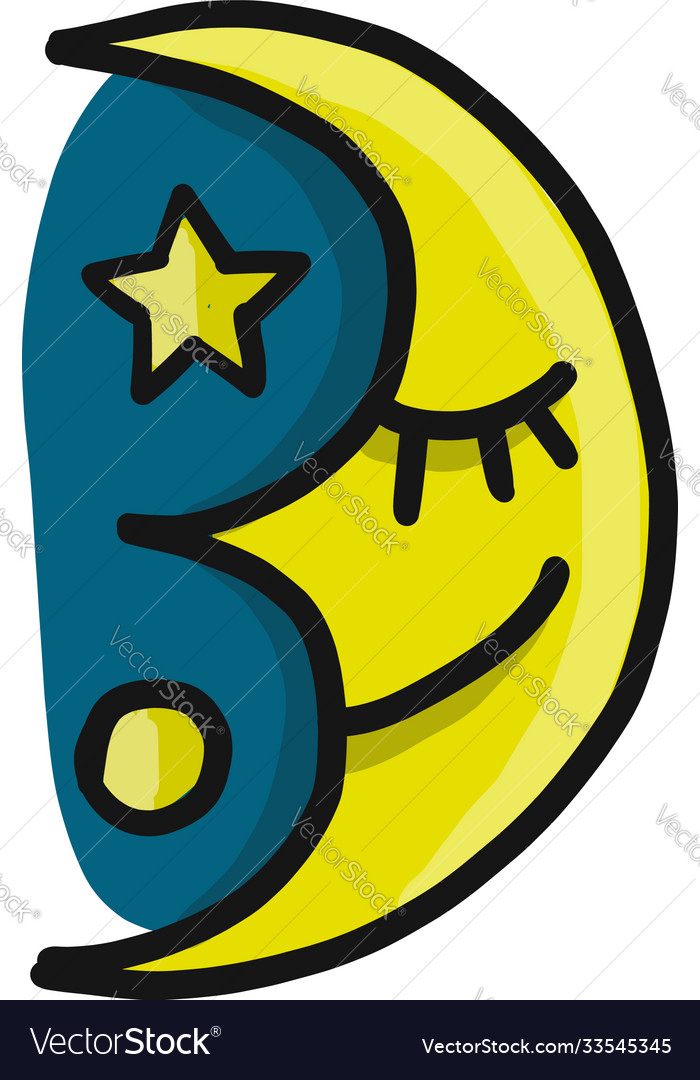 Sleeping smiling moon character