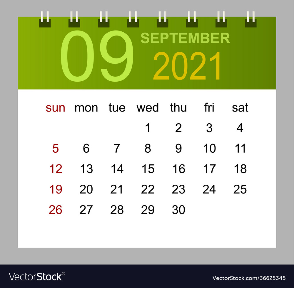 Template calendar for september 2021 week