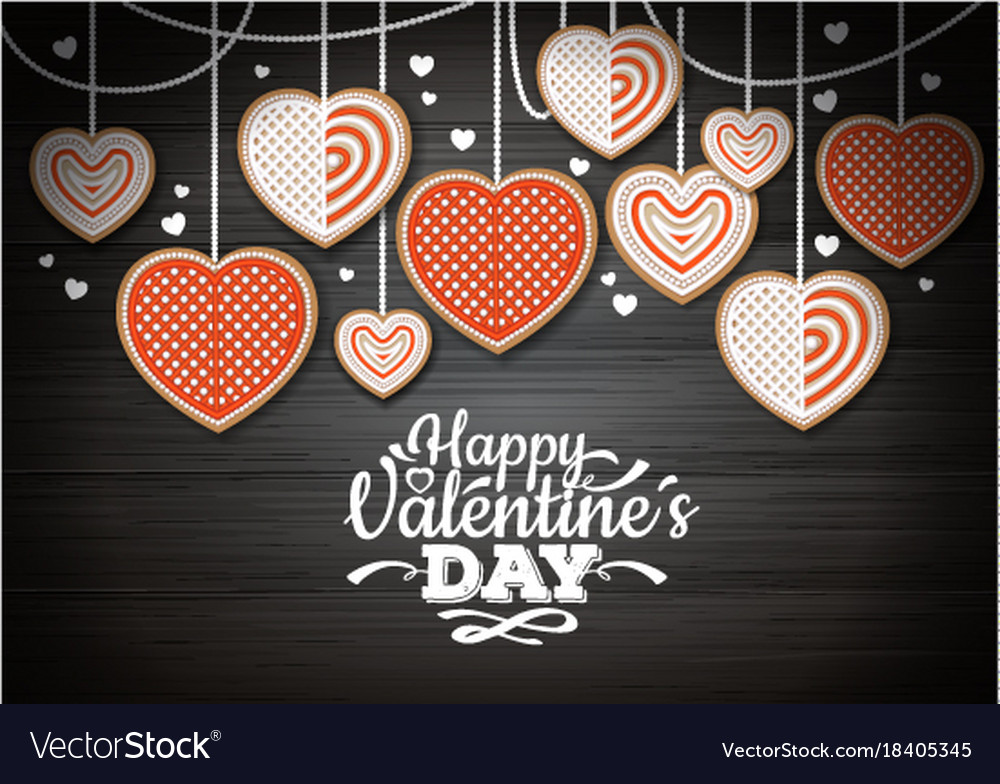 Top view of valentine cookies Royalty Free Vector Image