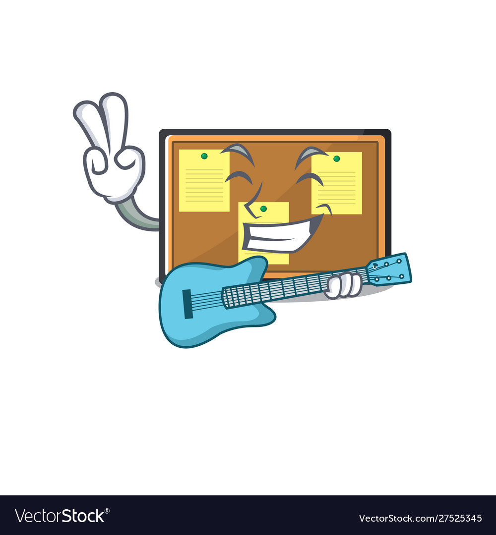 With guitar bulletin board isolated in mascot
