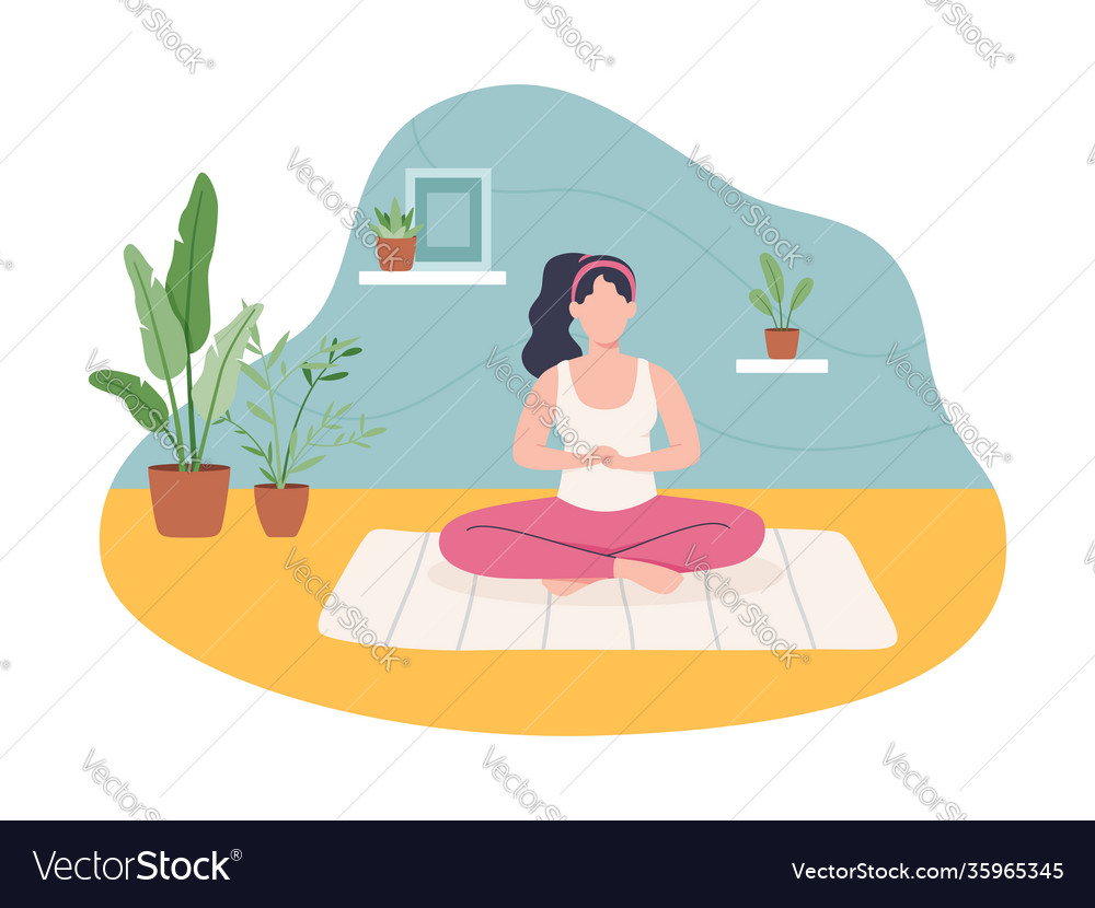 Young woman working out at home Royalty Free Vector Image