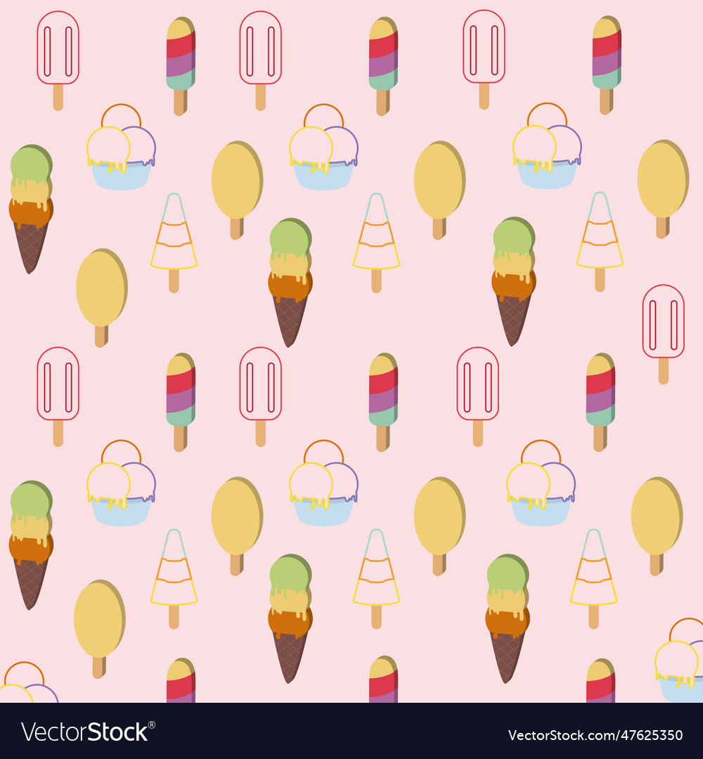 Colored seamless pattern background with ice cream