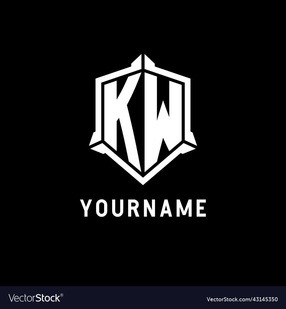 Kw logo initial with shield shape design style