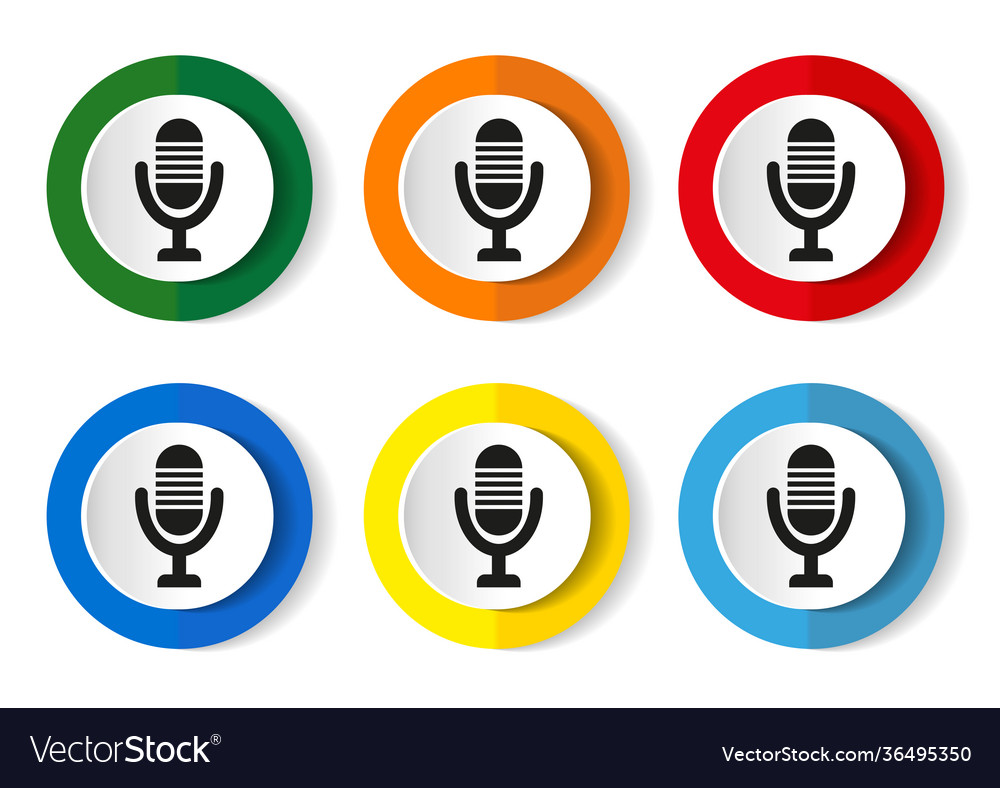 Microphone audio record radio icon set Royalty Free Vector