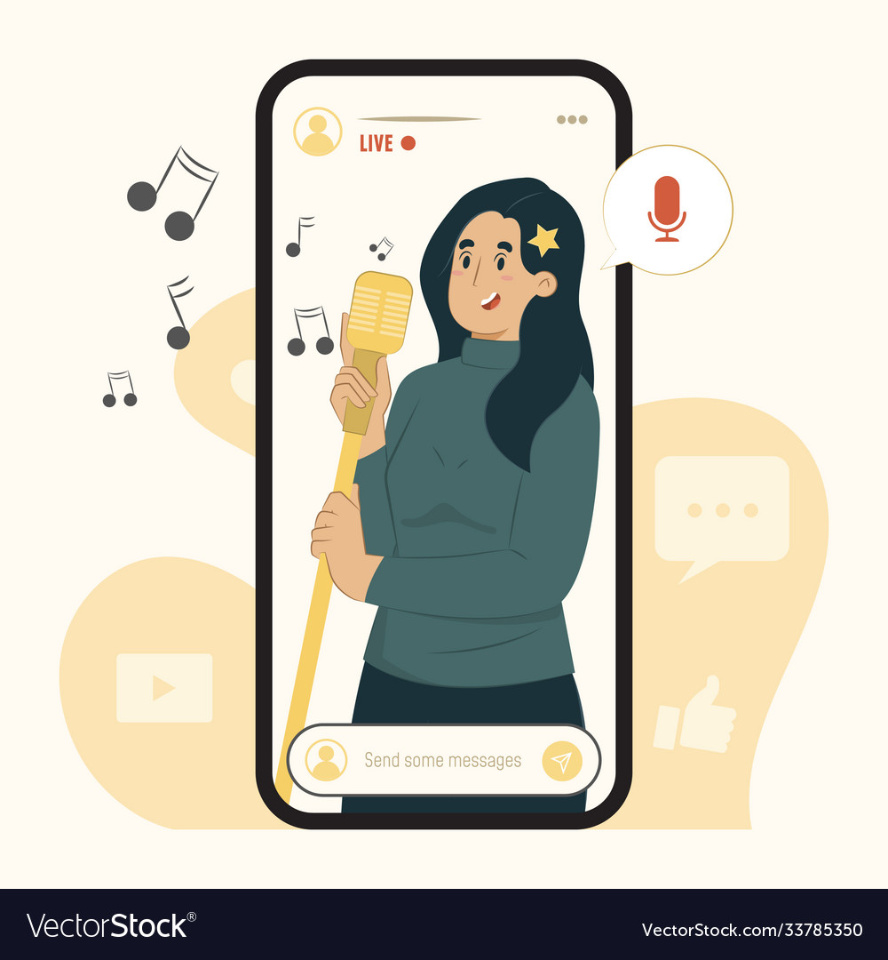 Mobile streaming concept sing a song