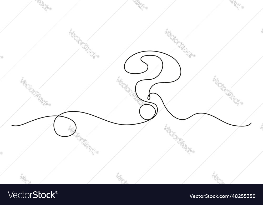 Question mark continuous line art faq concept vector image Question mark continuous line art faq concept