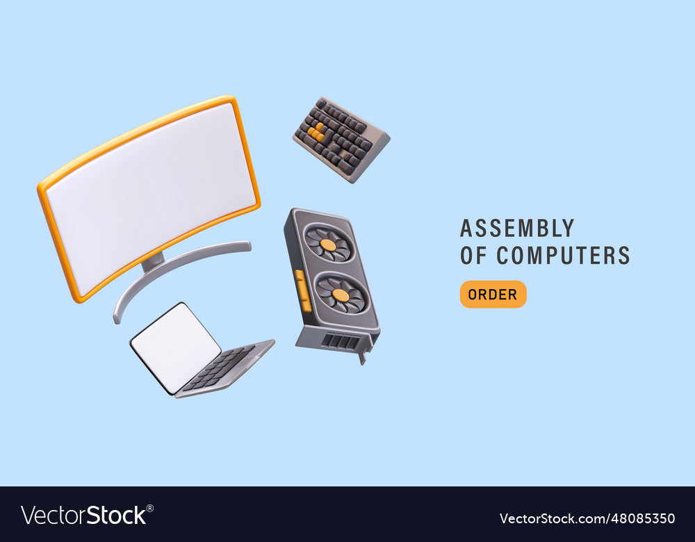 Service of assembling computers laptops update vector image Service of assembling computers laptops update