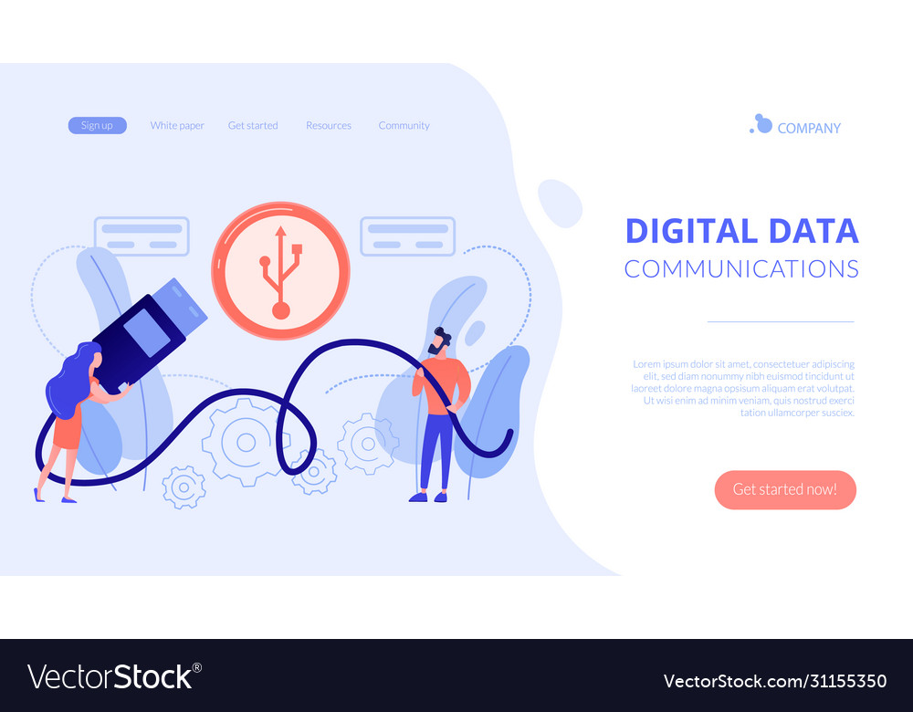 Usb connection concept landing page vector image Usb connection concept landing page