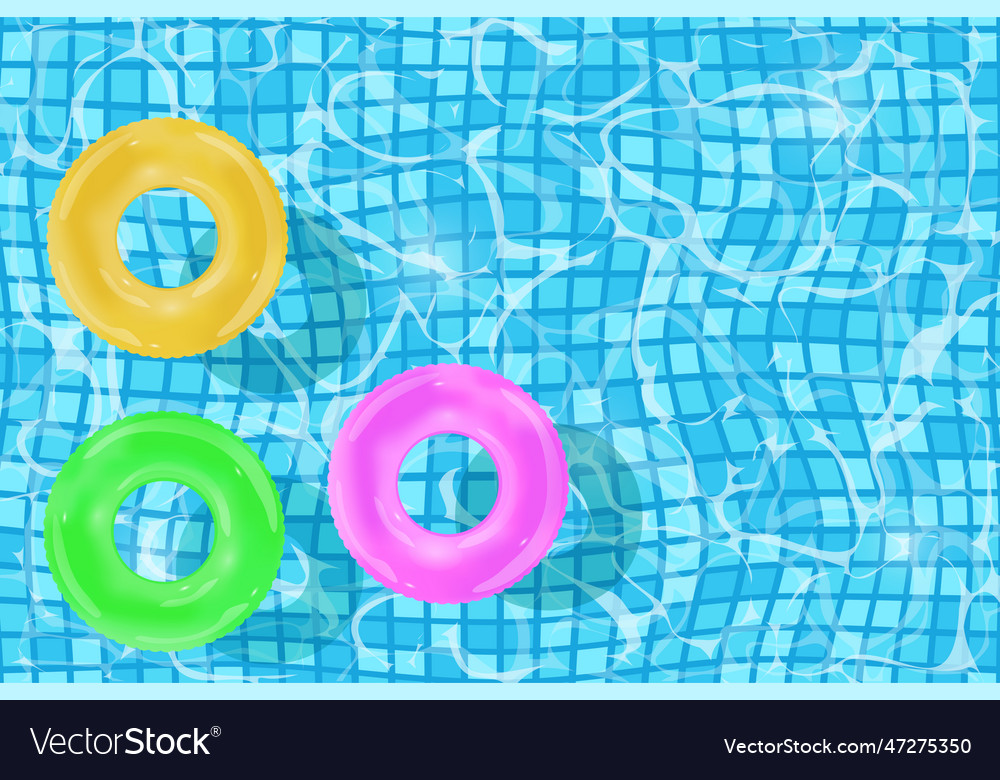 Water pool and inflatable rings Royalty Free Vector Image