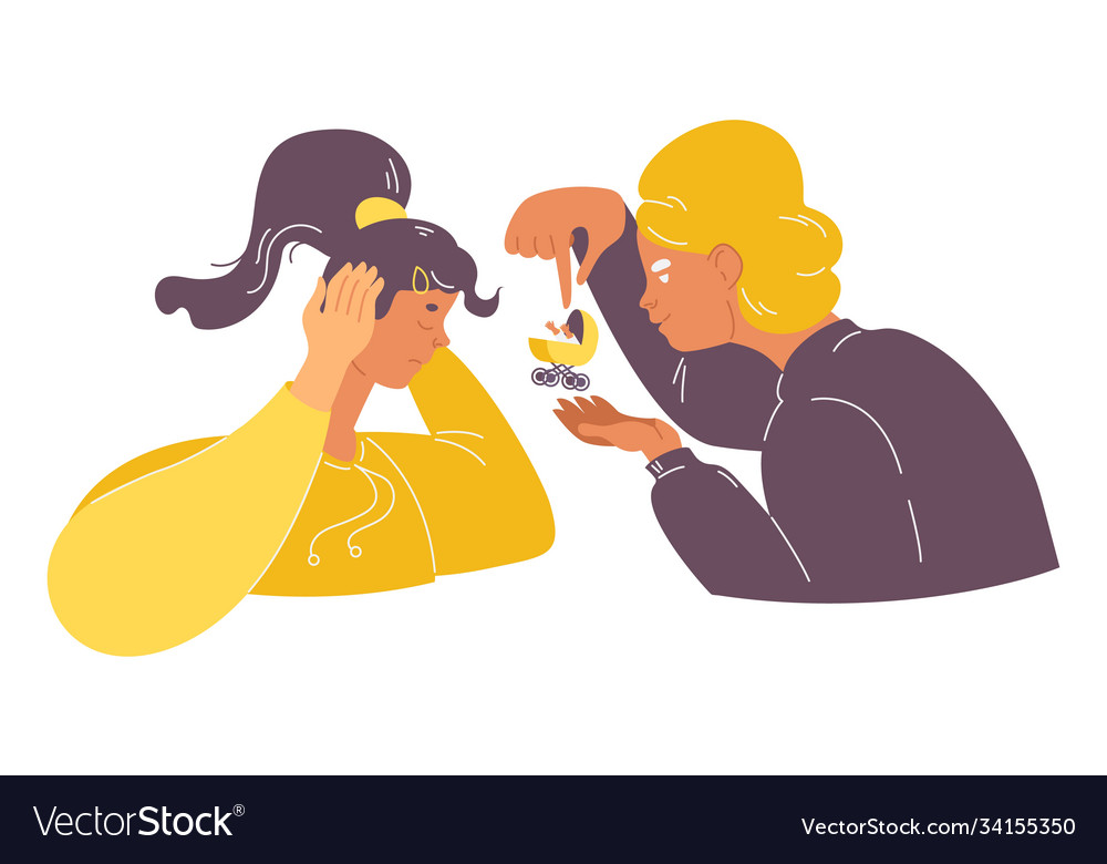 Young woman stressed because society pressure vector image Young woman stressed because society pressure
