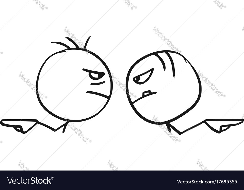 Cartoon of two angry man hand pointing Royalty Free Vector