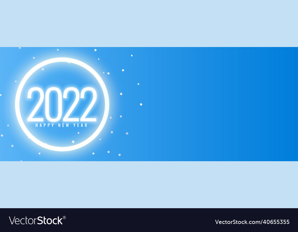 Glowing 2022 new year banner on blue background