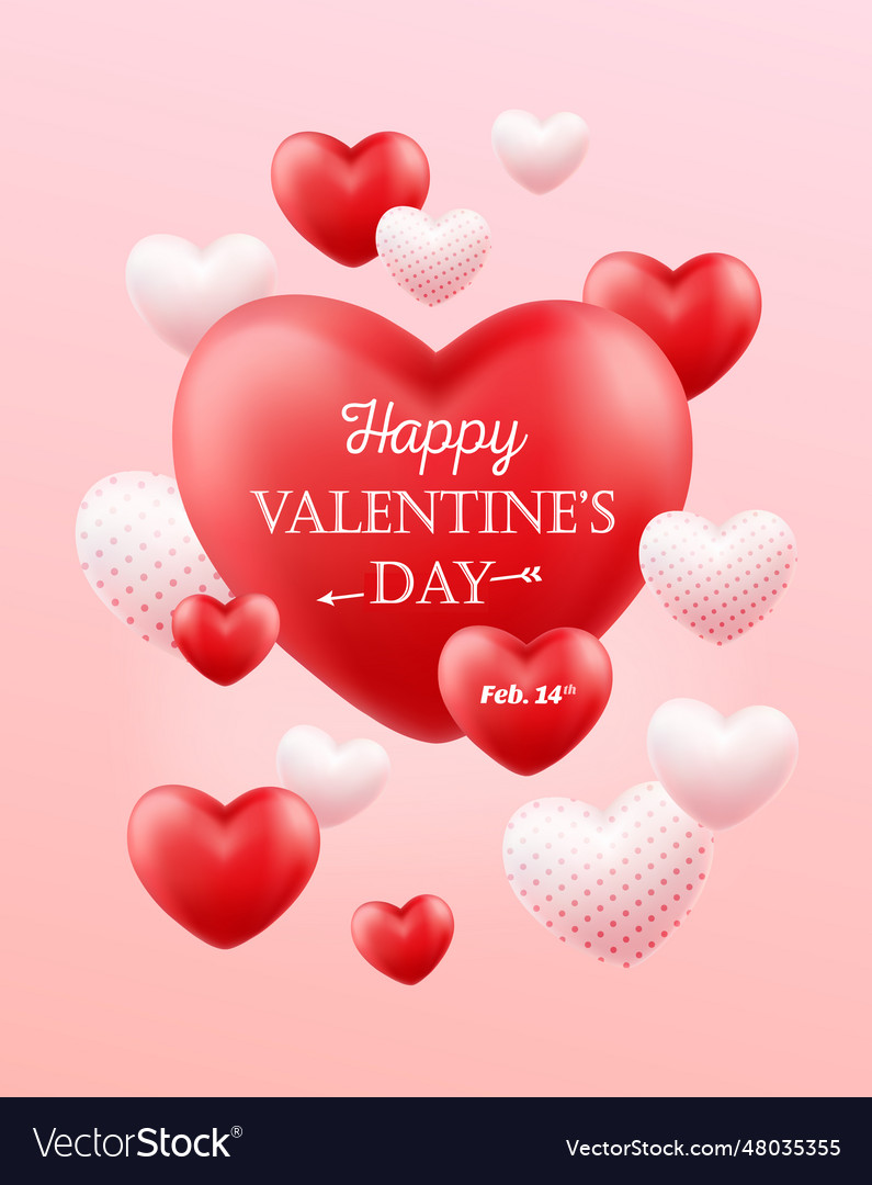 Happy valentines day holiday banner flyer poster Vector Image