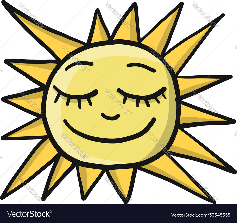 Hello summer smiling funny sun icon