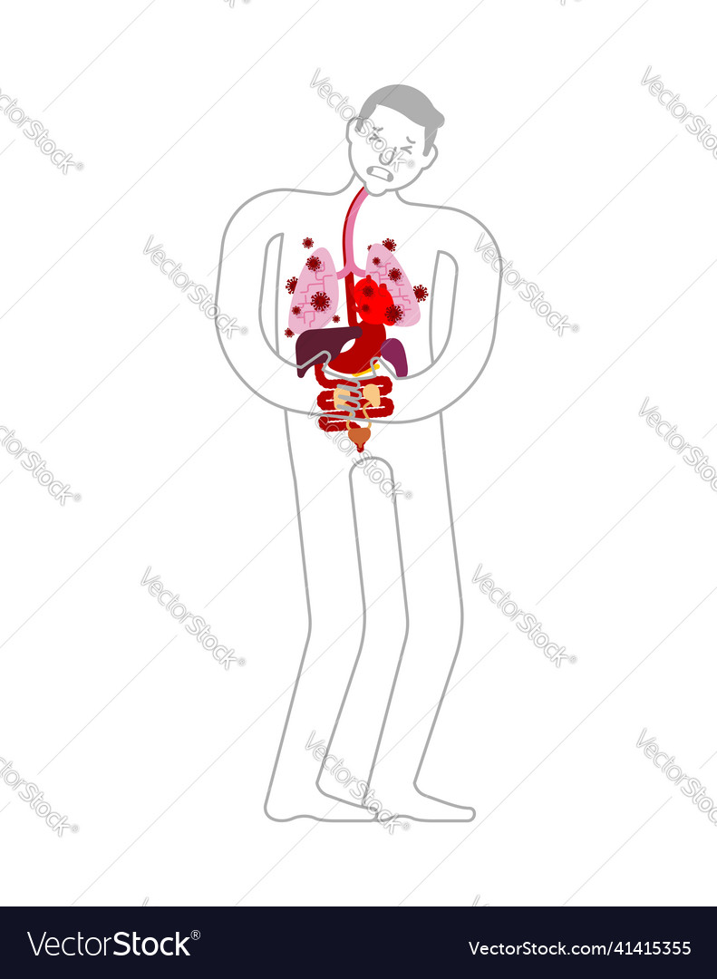 Internal organs coronavirus affected aching Vector Image