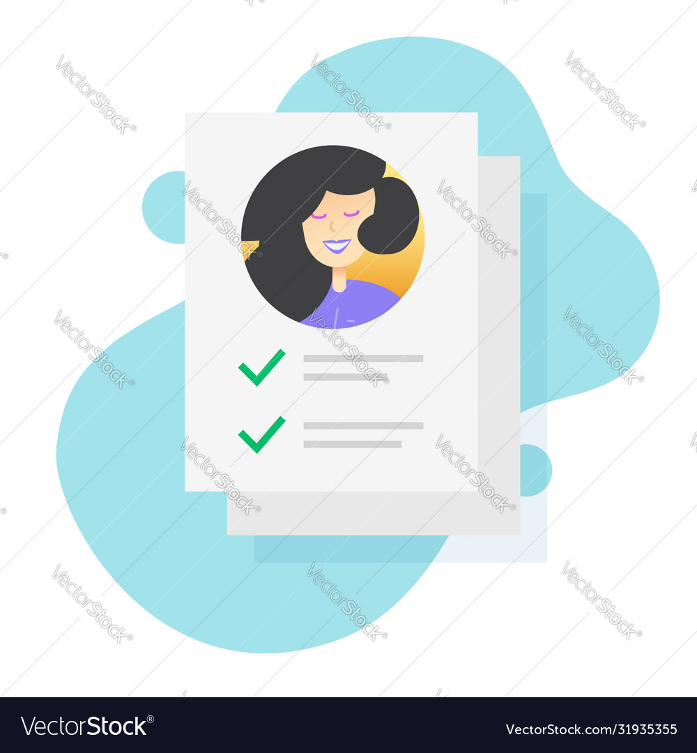 Personal identity paper form check list document vector image Personal identity paper form check list document